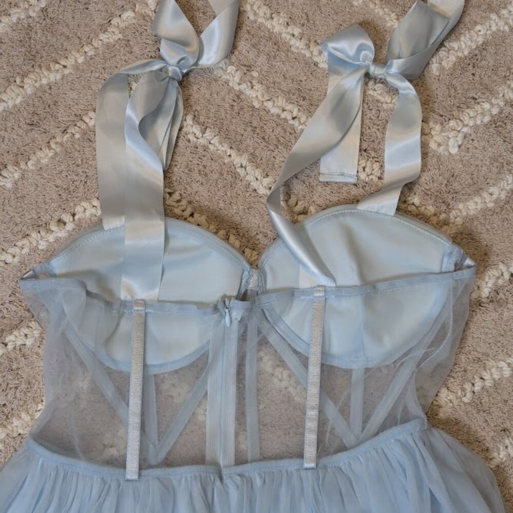 NWT - Tie Shoulder Bustier Mesh Party Dress Size Large - Picture 5 of 9